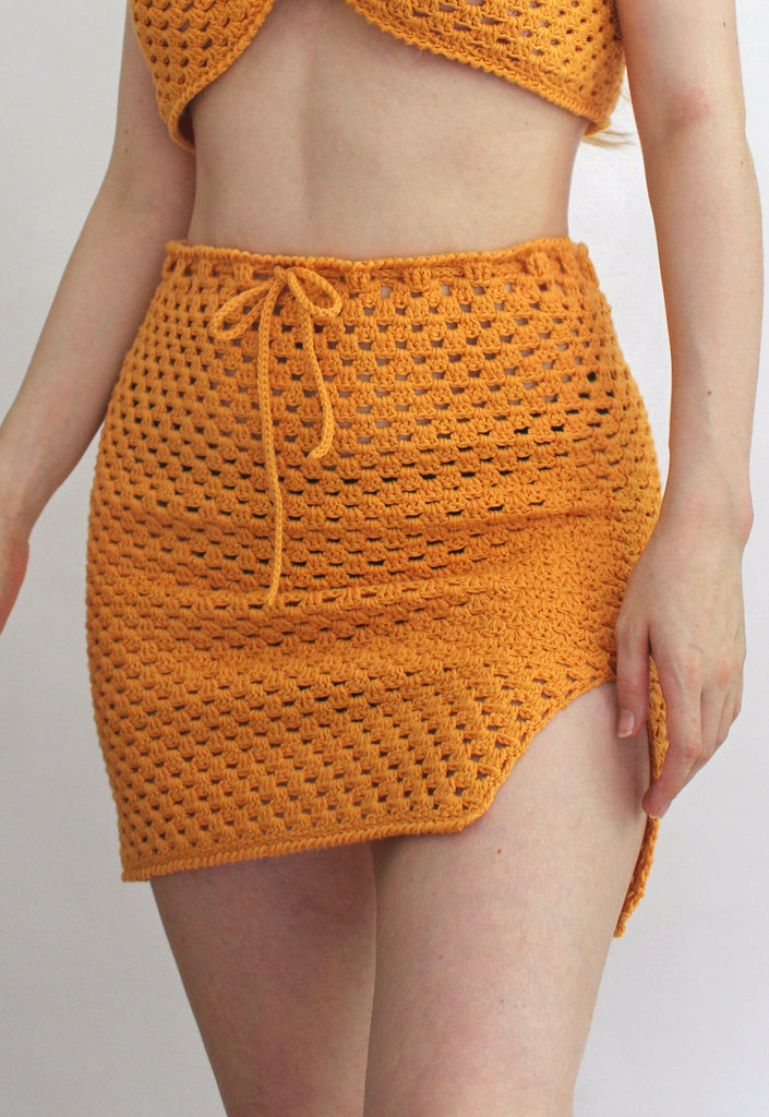 Sofia Golden Orange Crochet Skirt ...